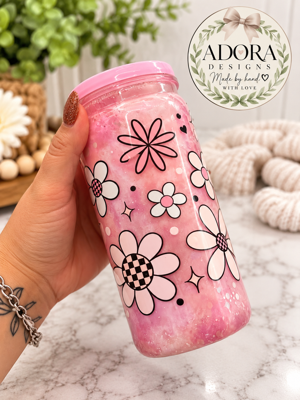 Cat Eye Pink Tumbler 16oz